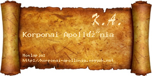Korponai Apollónia névjegykártya
